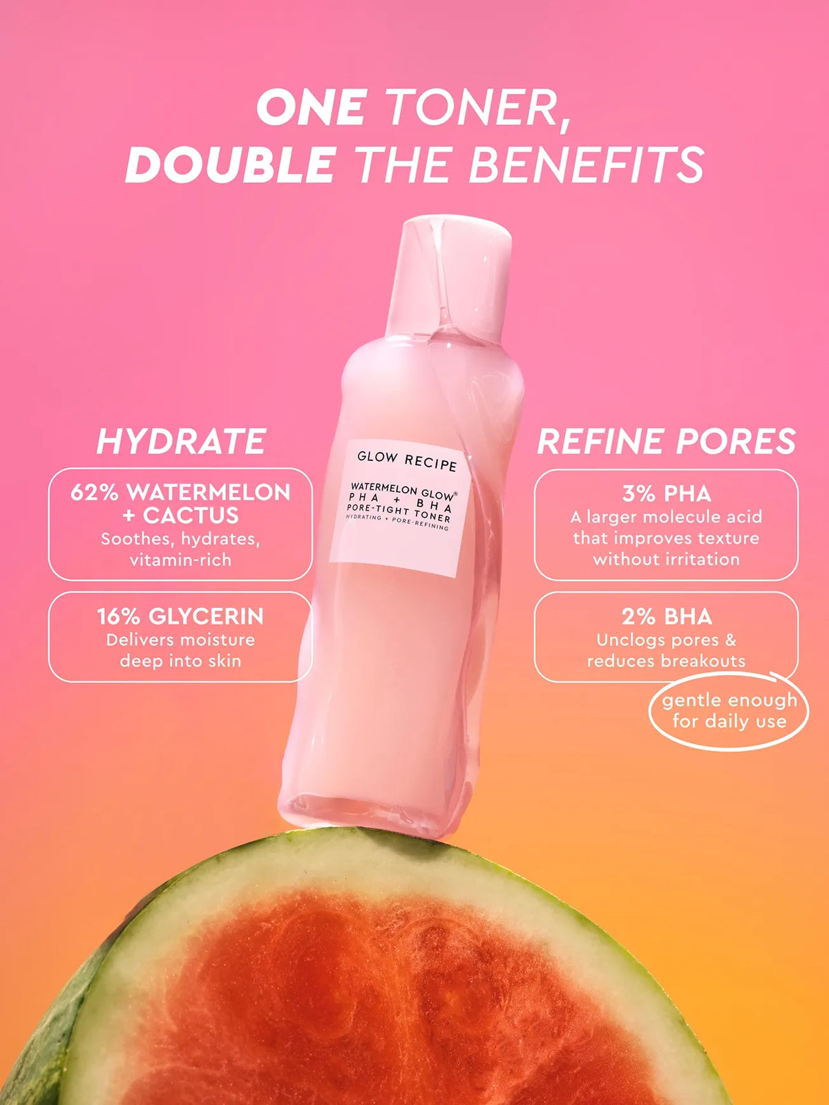 Watermelon Glow PHA + BHA Pore-Tight Toner -40ml