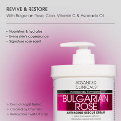Bulgarian Rose Oil Anti Aging Rescue Cream -454g