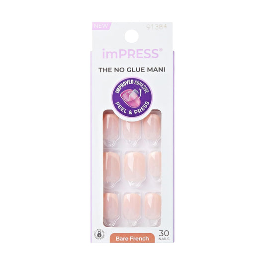 imPRESS No Glue Press-On Nails Heroic Bare French Manicure Kit -30pcs