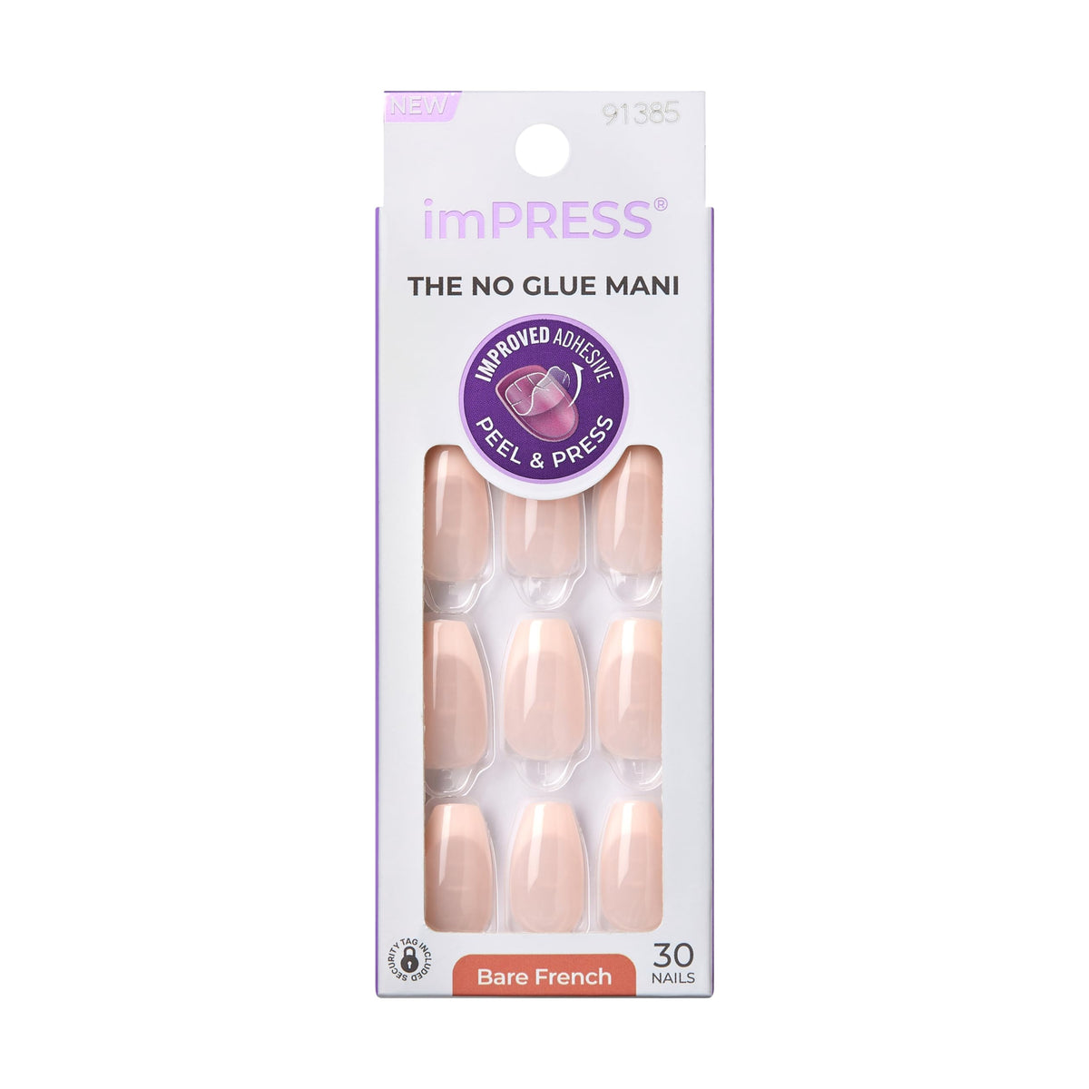 Bare French Press-On Nails - 30 Pieces