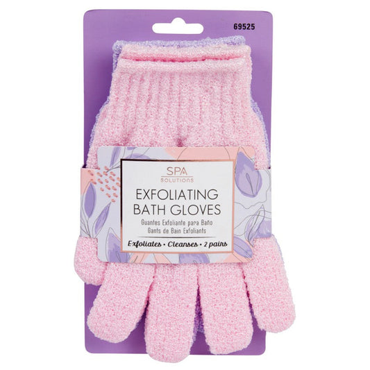 Exfoliating Bath Gloves Pink/Lavender - 2 Pairs