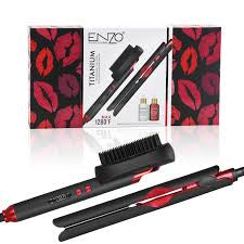 Titanium Flat Iron & Straightening Brush Set -4pcs