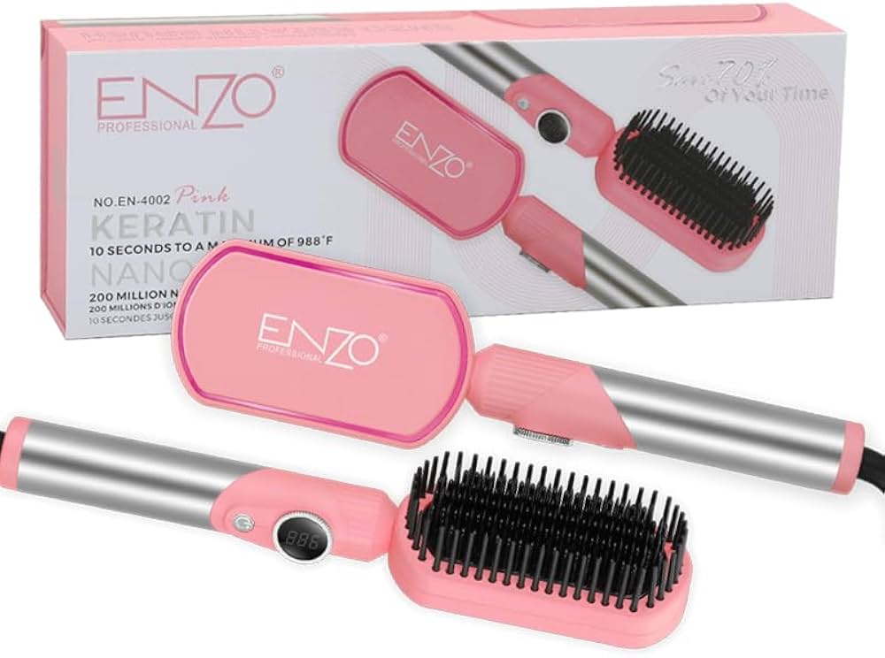 Keratin Nano Ions Hair Straightening Brush Pink -2pcs
