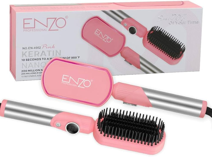 Keratin Nano Ions Hair Straightening Brush Pink -2pcs