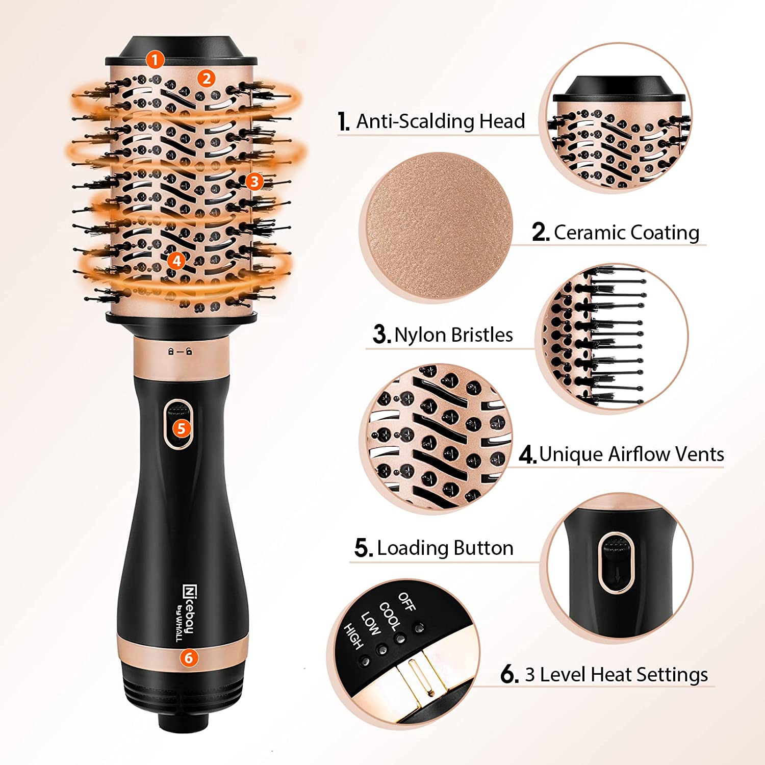 4 in 1 Dry & Style Hot Air Hair Brush -4pcs