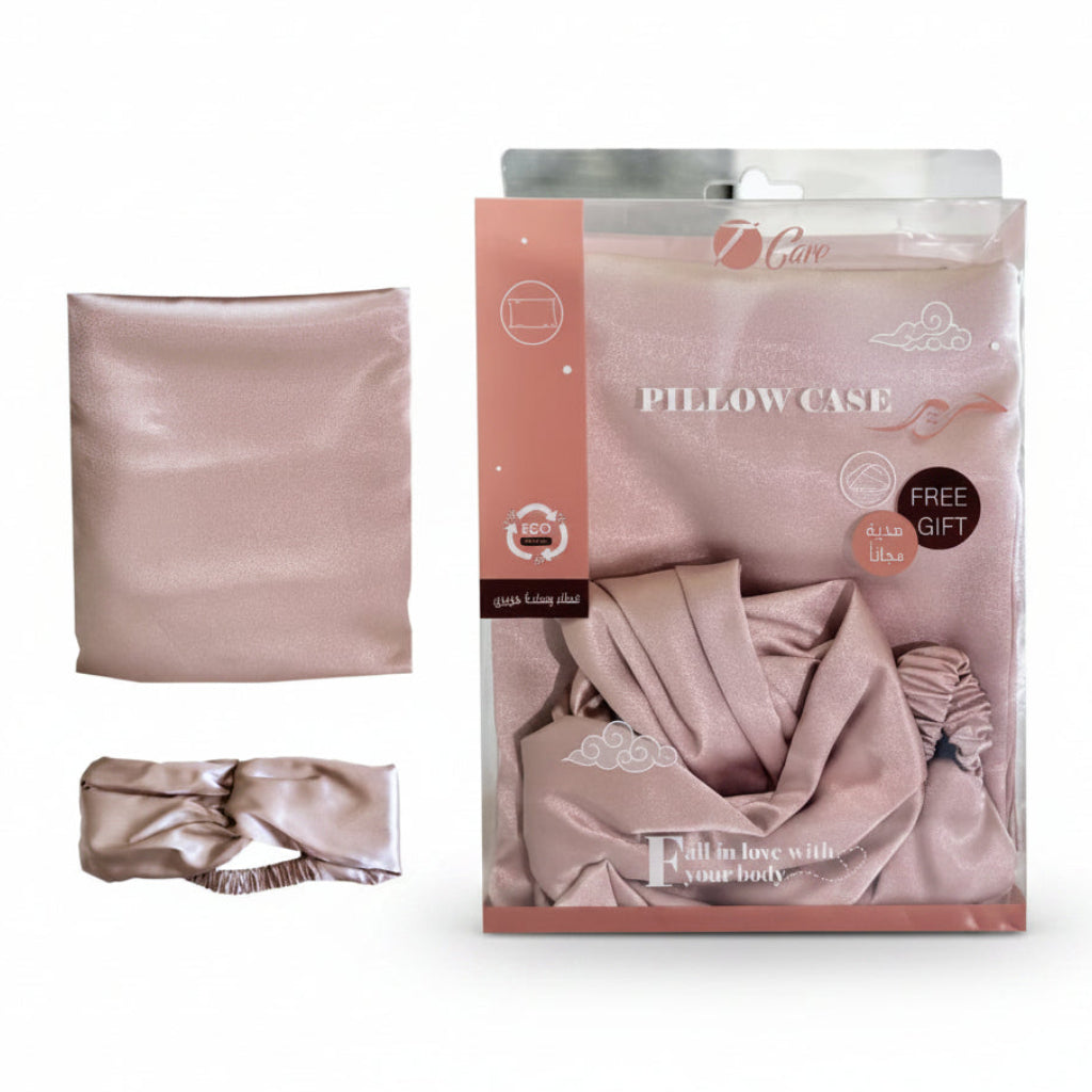 Satin Pillow Case & Headband Set - 2 Pieces