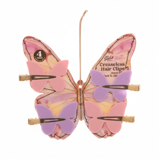 Creaseless Hair Clips Butterfly -4pcs