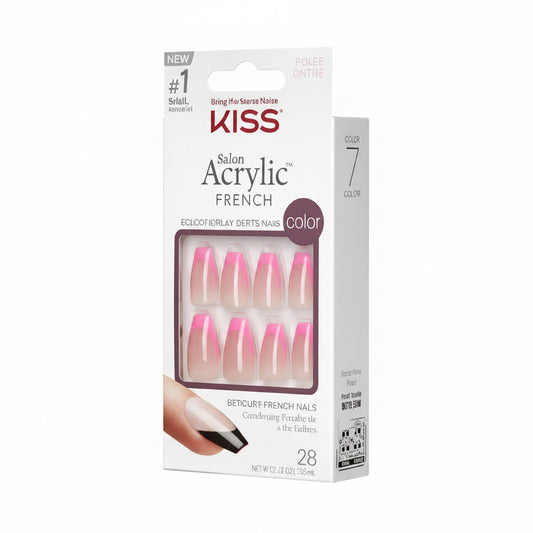Acrylic French Press-On Nails - 28 Pieces