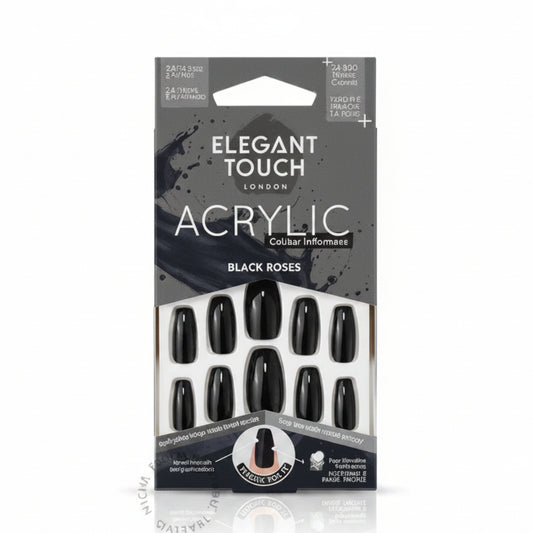 Elegant Touch Acrylic Black French Nails -24pcs