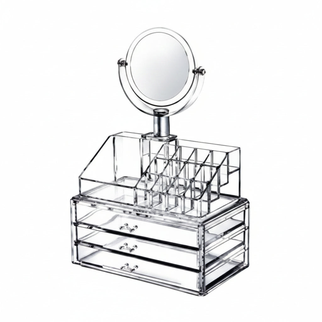 Makeup Organizer With Mirror 1pc
