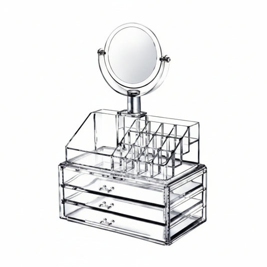 Makeup Organizer With Mirror 1pc