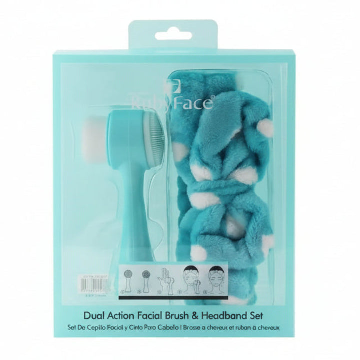Dual Action Facial Brush & Headband Set -2pcs