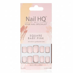 Square Baby Pink Nails Set 24pcs